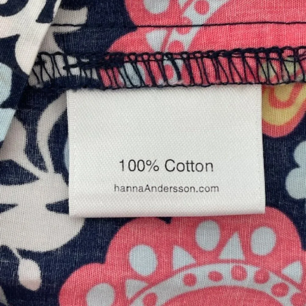 HANNA ANDERSSON Navy Floral Pillowcase Sleeveless Ribbon Dress 120 6-7